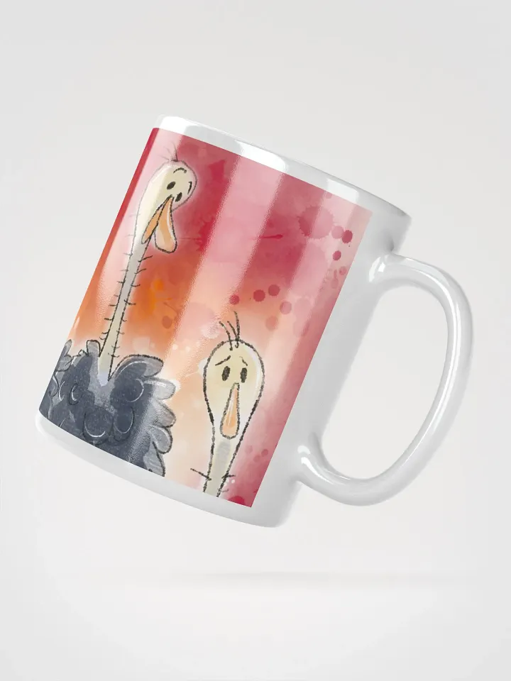 Hand Drawn Expressive Ostriches White Glossy Mug product image (5)