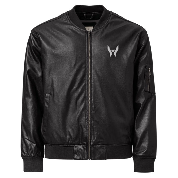 faux leather emblem bomber product image (1)