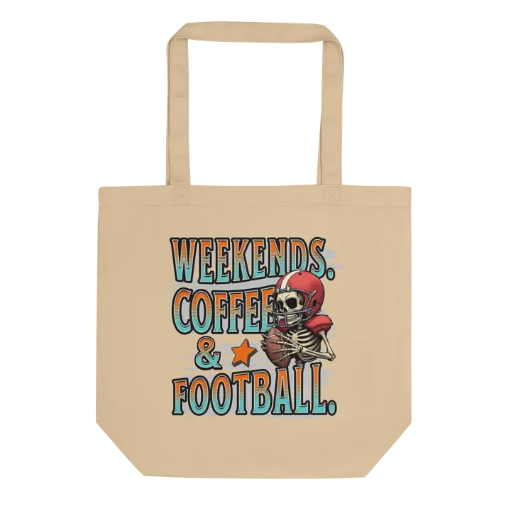 Weekends Coffee And Football Skeleton Warrior Eco Tote product image (1)