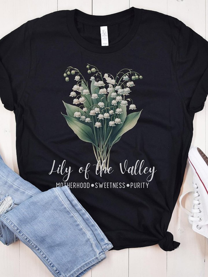 Lily of the Valley Birth Month Flower Tee For May: Reflecting Sweetness, Purity, Motherhood: Perfect Gift for Her product image (2)
