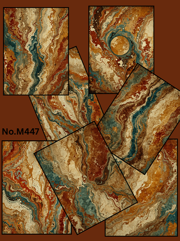 Set of 7 Marbelized Papers- No.M427 product image (1)