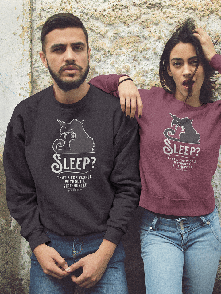 Sleepless Grind: Hustler Cat Crewneck Sweatshirt product image (1)