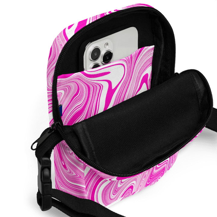 Utility Crossbody Bag - Pink and White Liquid Swirls product image (2)