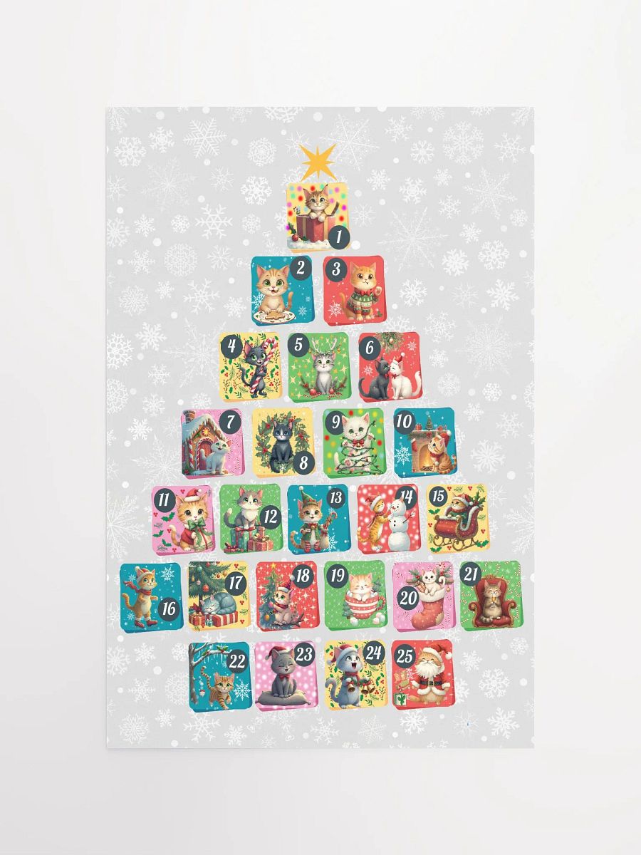 Christmas Advent Calendar Poster with Cats | Cute Cat-Themed Holiday Countdown Wall Art product image (12)