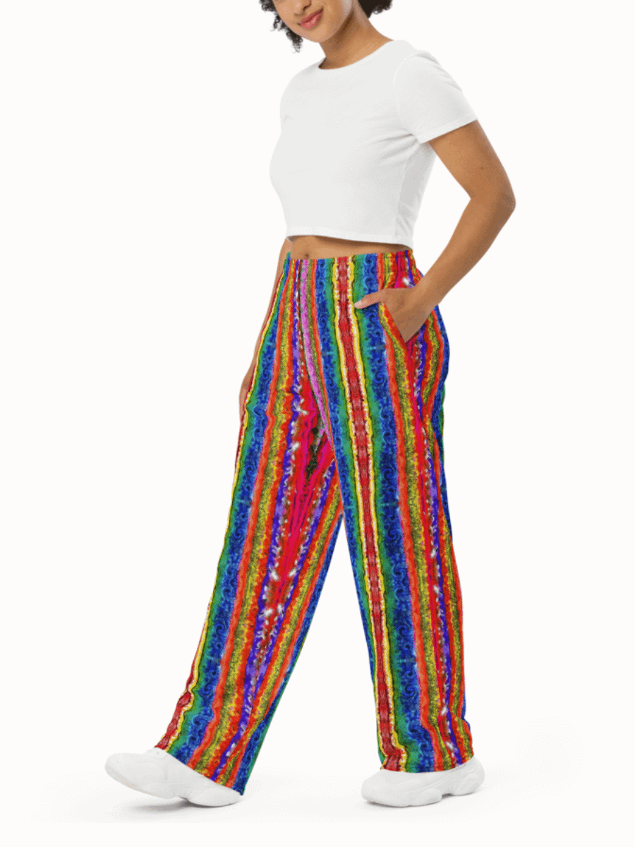 Boho colorful Stripes - Unisex Wide-Leg Pants product image (3)