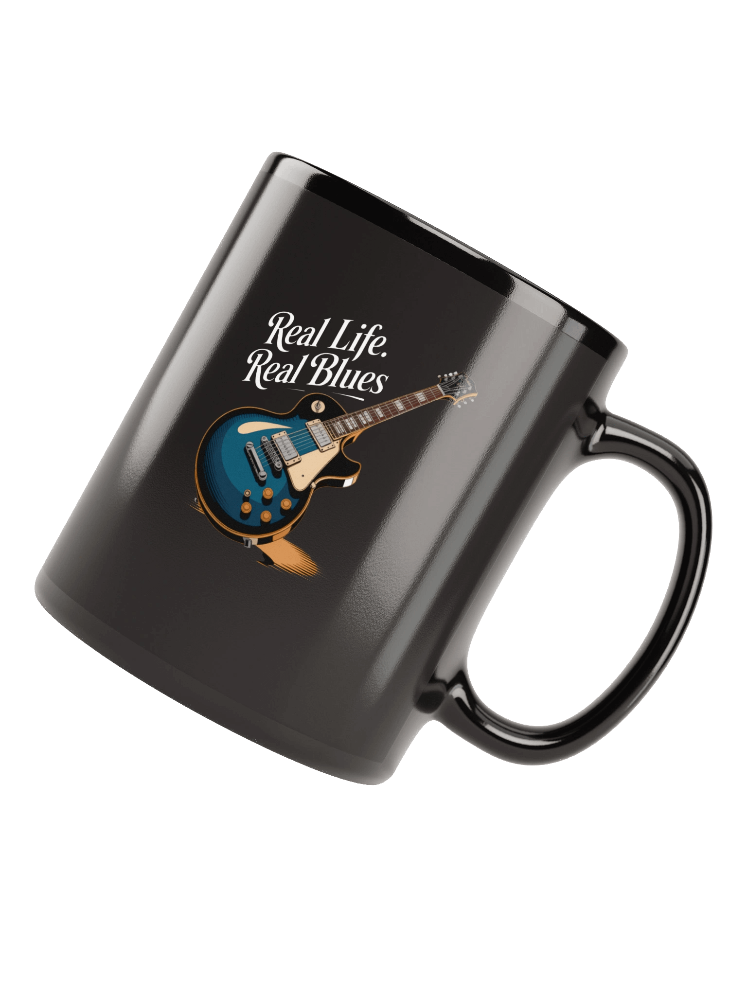 Real Life, Real Blues – Black Glossy Mug (The Slogan Series) product image (7)