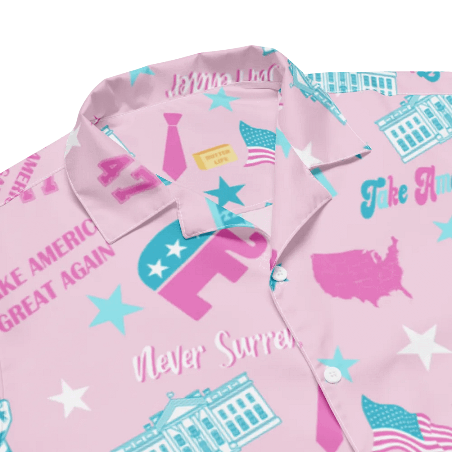 Trump 2024 Republican Pink Pattern Unisex Hawaiian Shirt - Patriot Trump Supporter Make America Great Again product image (5)