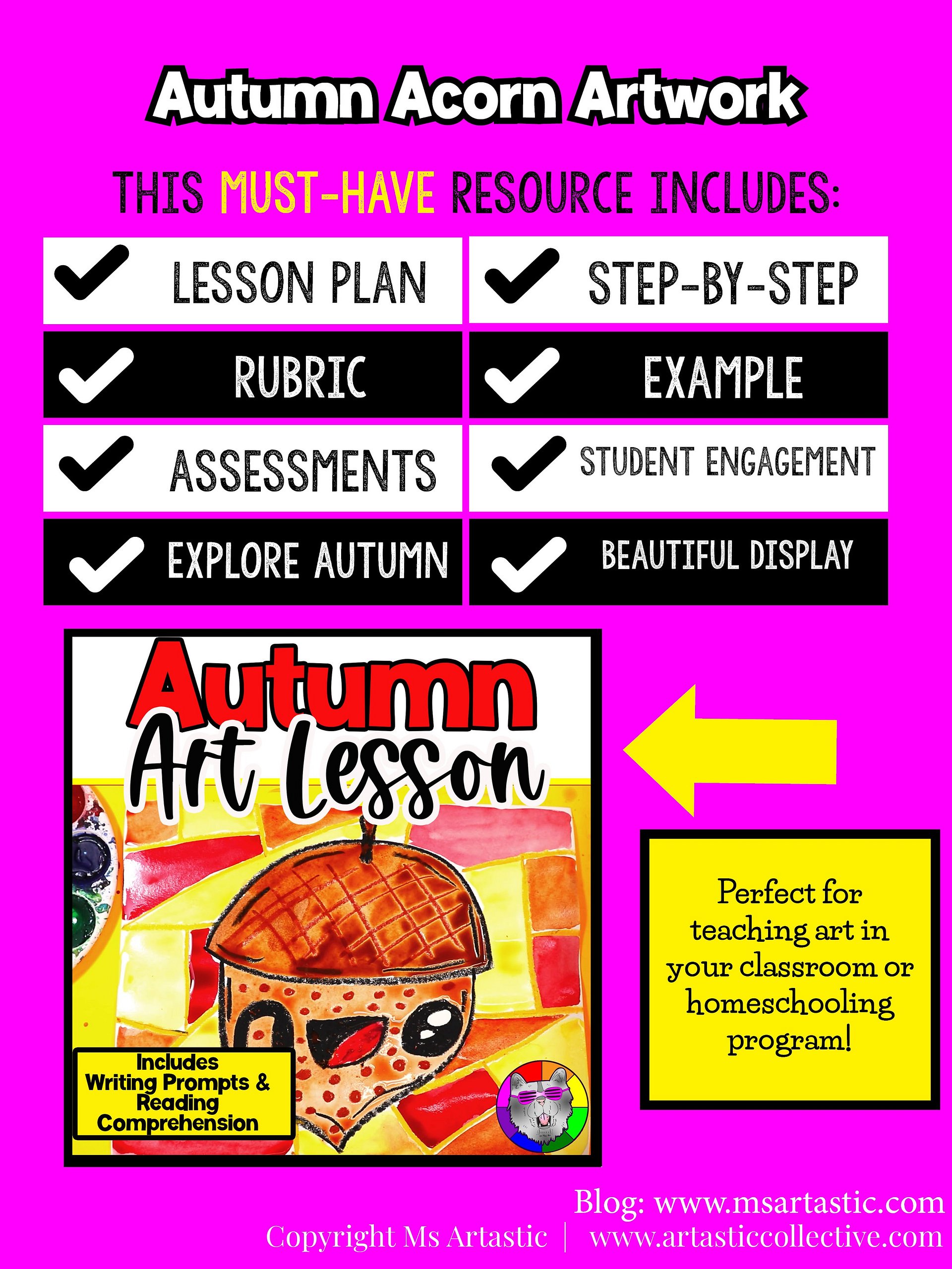 Autumn Acorn Warm Colors Art Project with Literacy & Reflection Activities (Grades K–3) product image (2)