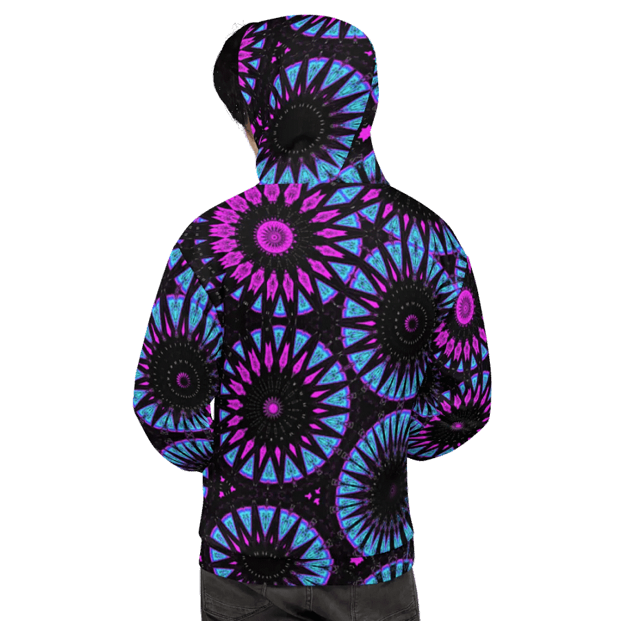 Abstract Circular Shapes in Turquoise, Black and Pink Unisex All Over Print Hoodie product image (10)