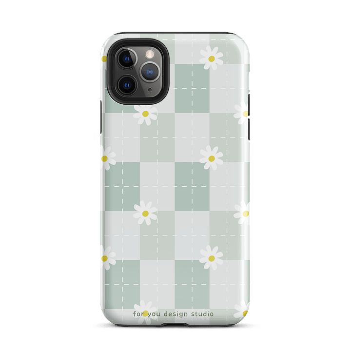 Daisy Stitched Green Checkered Tough iPhone® Case product image (26)