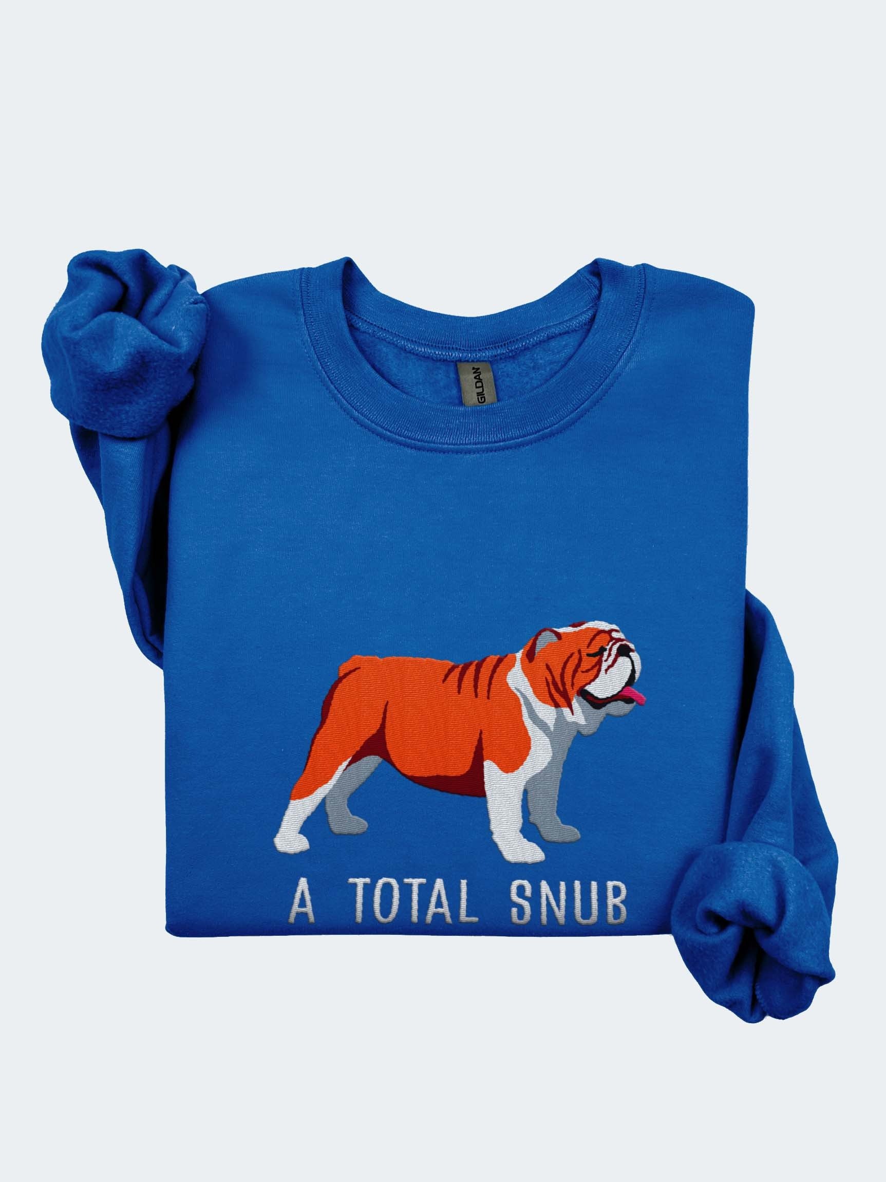 A Total Snub Sweatshirt (Embroidered) of an English Bulldog(Red & White) product image (1)
