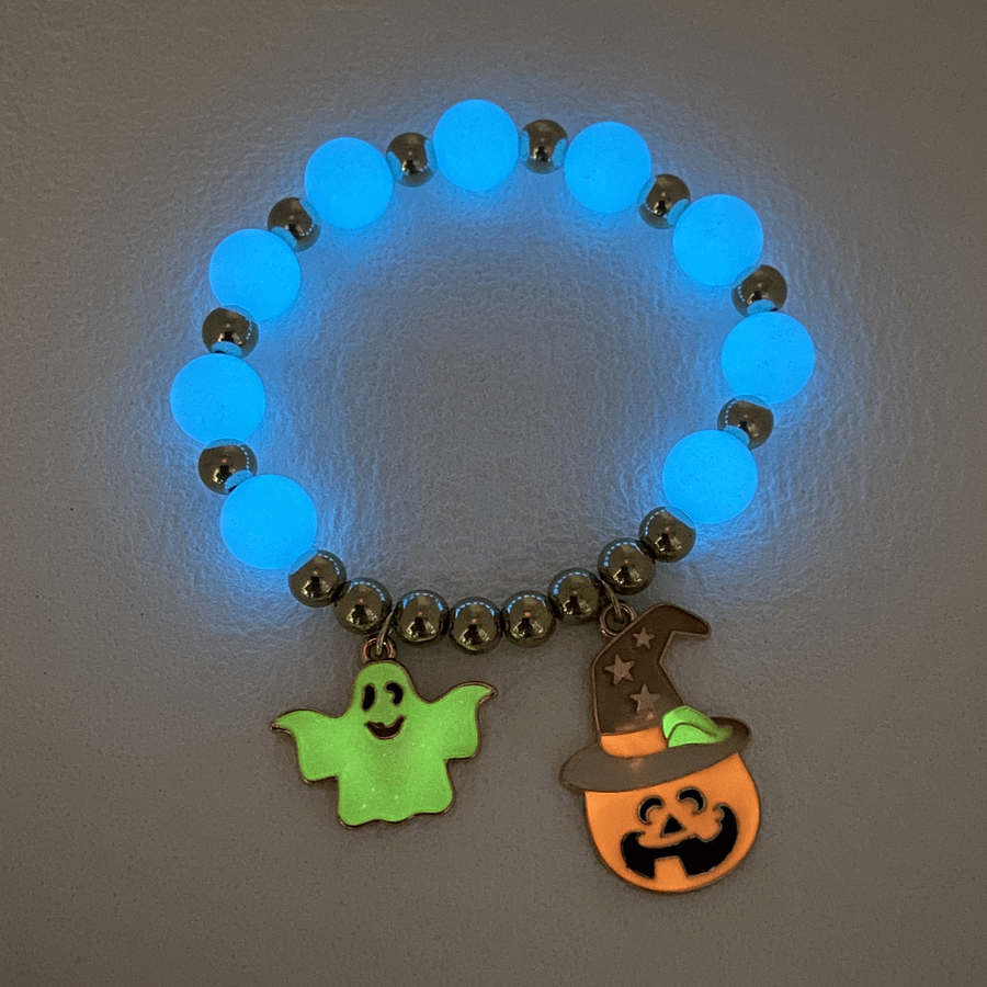 Self Glowing in Dark Natural Stone Multicolor Beaded Bracelet Woman Party Prom Halloween product image (4)