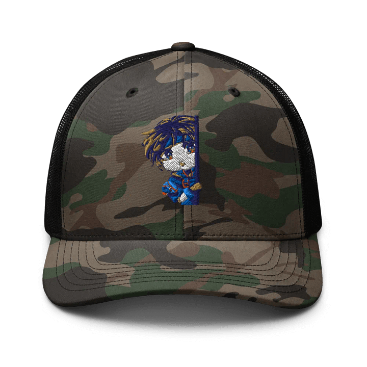 Curious Peek Camouflage Trucker Hat product image (1)