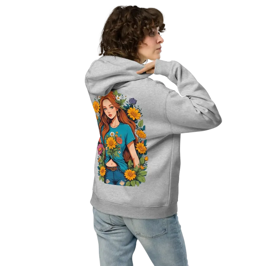Bloomcore Flower Girl - Premium Hoodie - Athletic Heather - v1 - Back Printed Design product image (2)