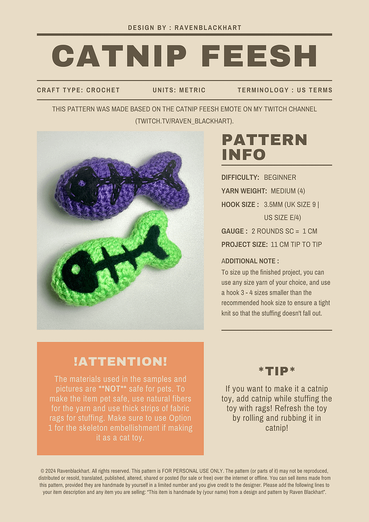 Crochet Pattern - Catnip Feesh product image (1)