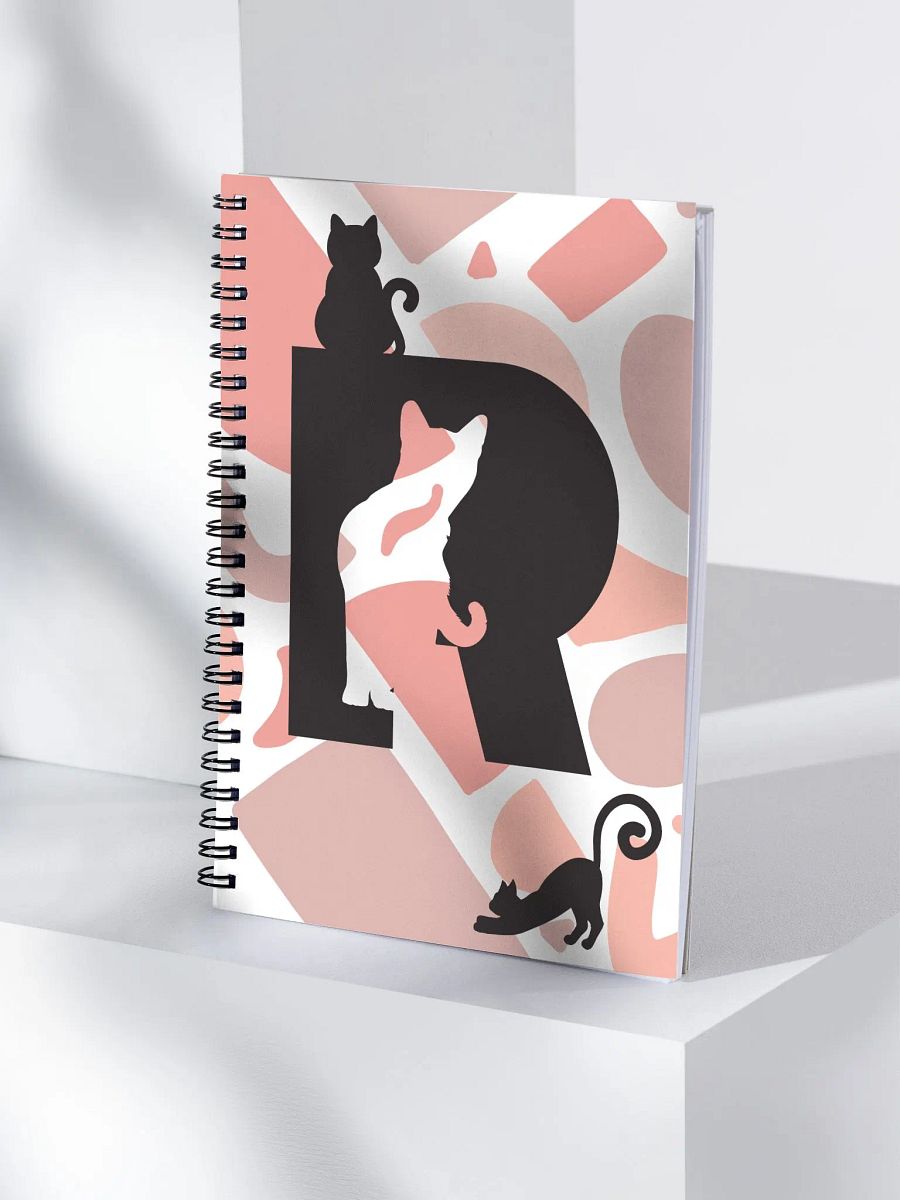Monogram Letter R Cat Lover Geometric Pinks Notebook product image (4)