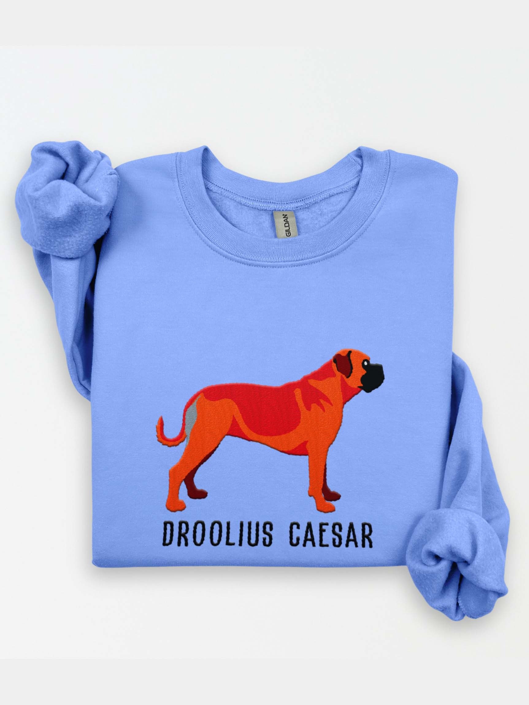 Droolius Caesar Sweatshirt (Embroidered) of a Bullmastiff(Red) product image (1)