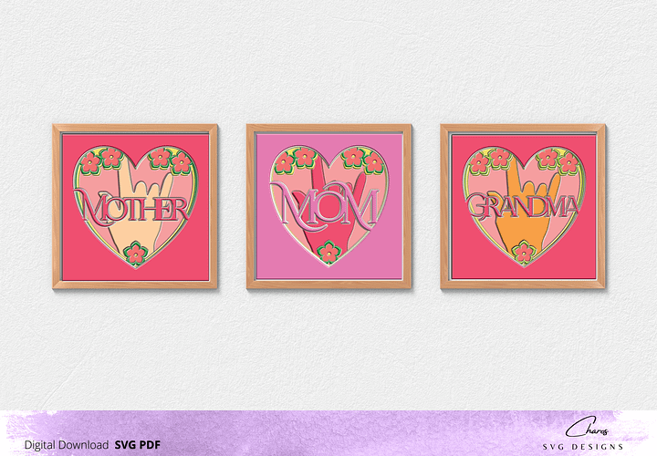 3D Layered Mom, Mother and Grandma SVG Bundle Deal | Layered Shadow Box Design product image (1)