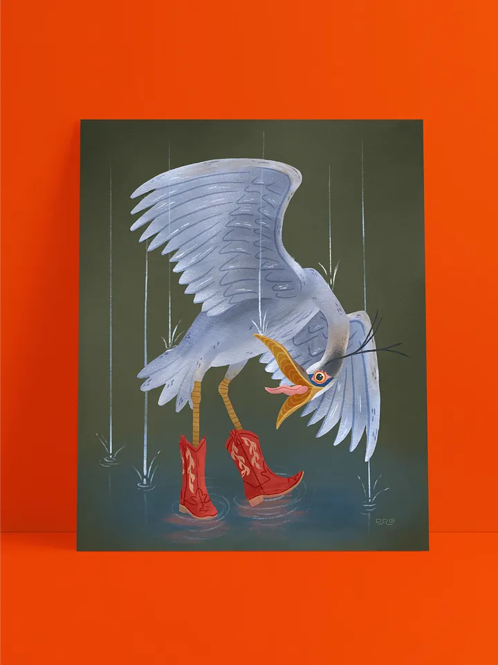 Boot Scootin' Blue Heron Print product image (1)