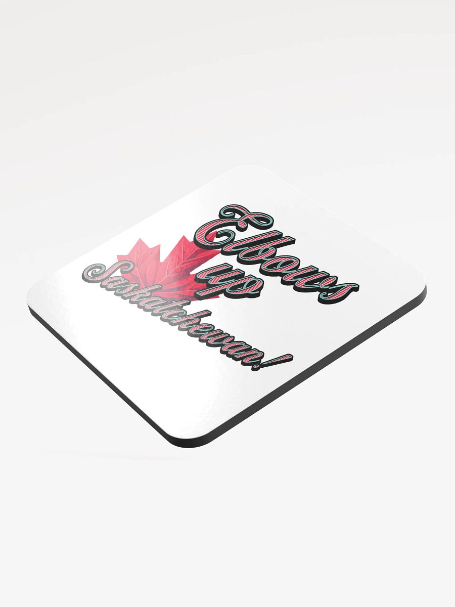 Elbows Up Maple Leaf Saskatchewan Canadian Pride Glossed Cork Coaster product image (4)