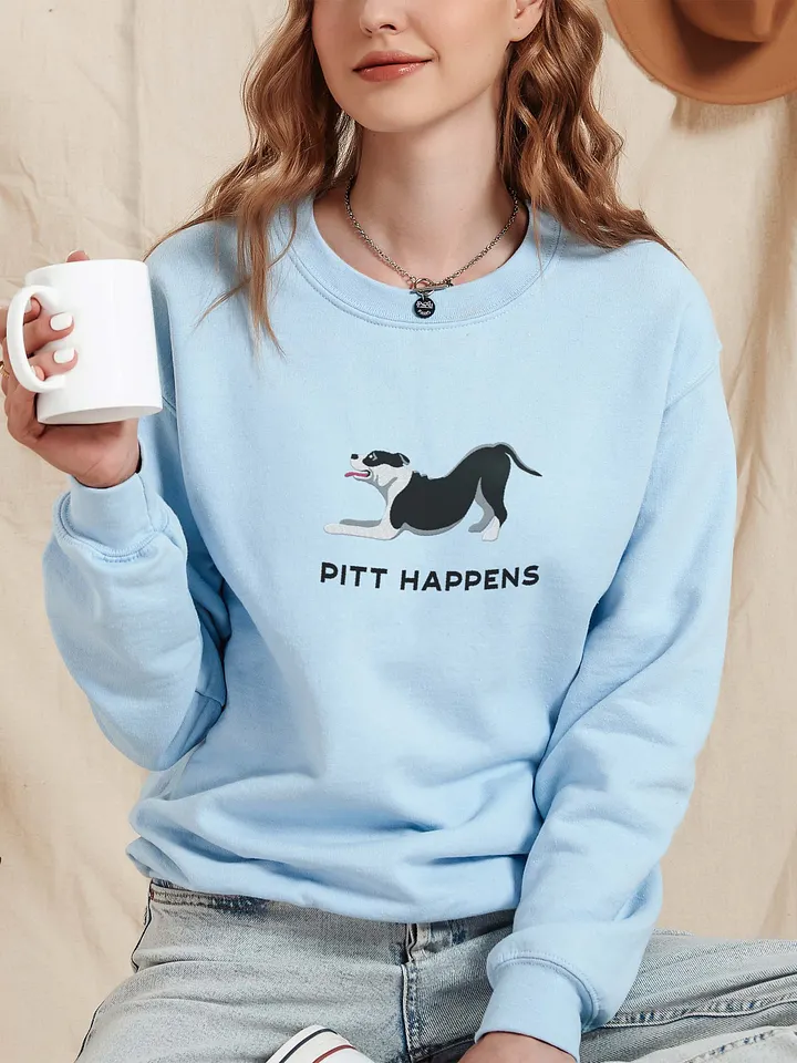 Pitt Happens Sweatshirt (Embroidered) of a Pitbull Terrier(Black) product image (2)