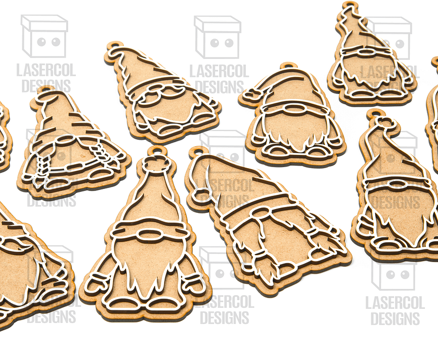 Gingerbread Gnomes Christmas Ornaments (10 Styles) - Laser Cut Files product image (9)