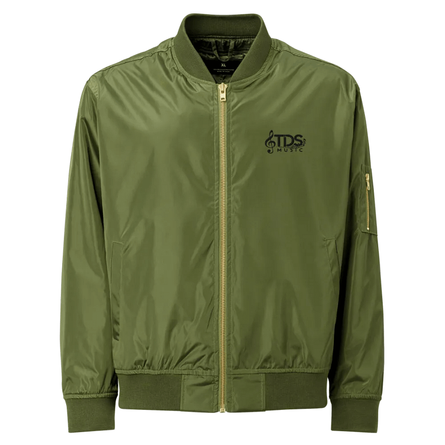 TDS Music Threadfast Premium Recycled Bomber in Army Green and Black (XS-3XL) product image (3)