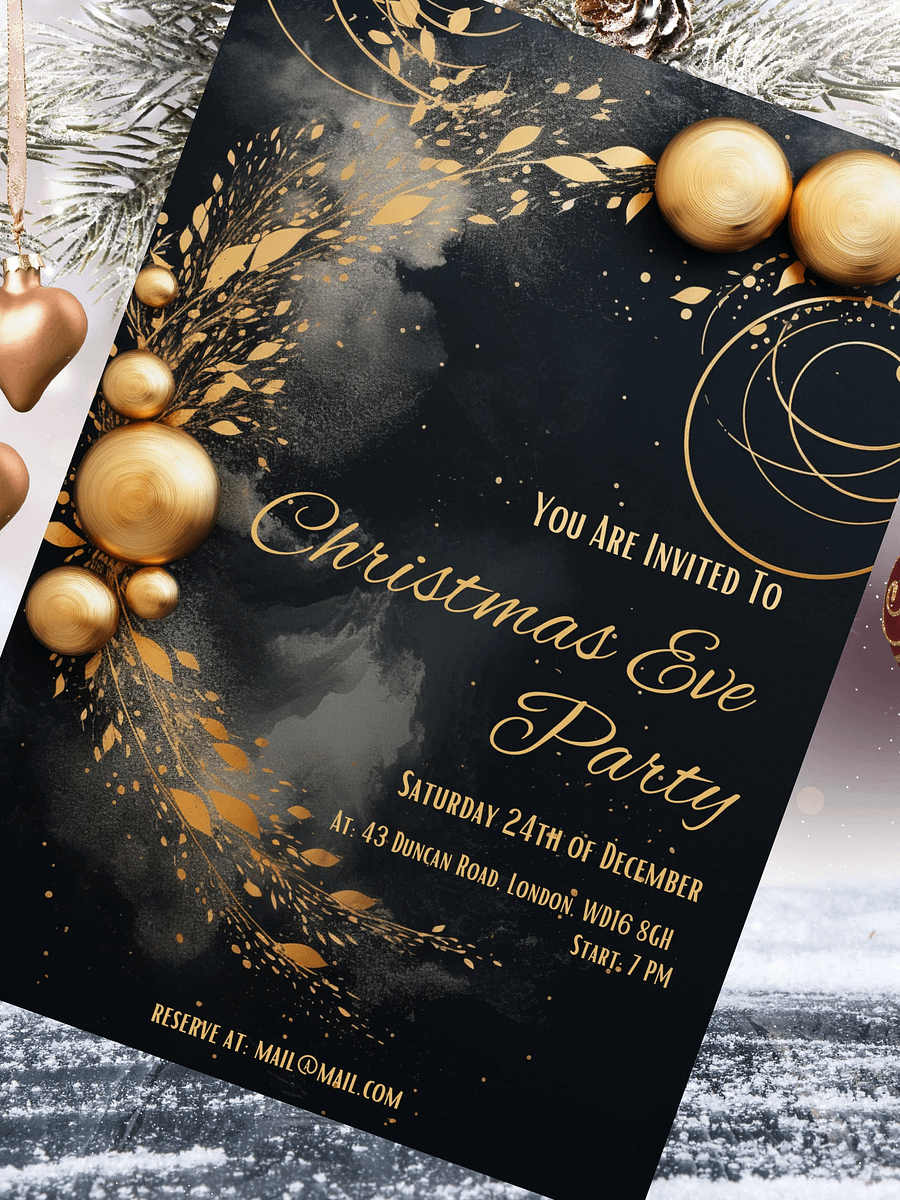 Luxury Christmas Eve Party Invitation | Editable in Canva | Christmas Party Printable | Holiday Party Invitation Template | Link to Canva product image (6)
