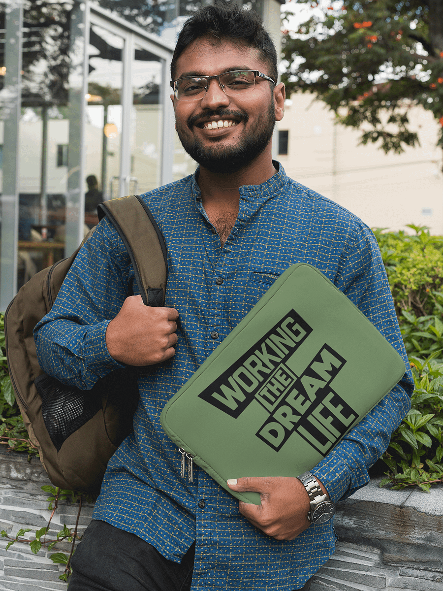 Premium Green Laptop Sleeve – Working The Dream Life | Sleek, Protective & Leadership-Ready (13” & 15”) product image (6)