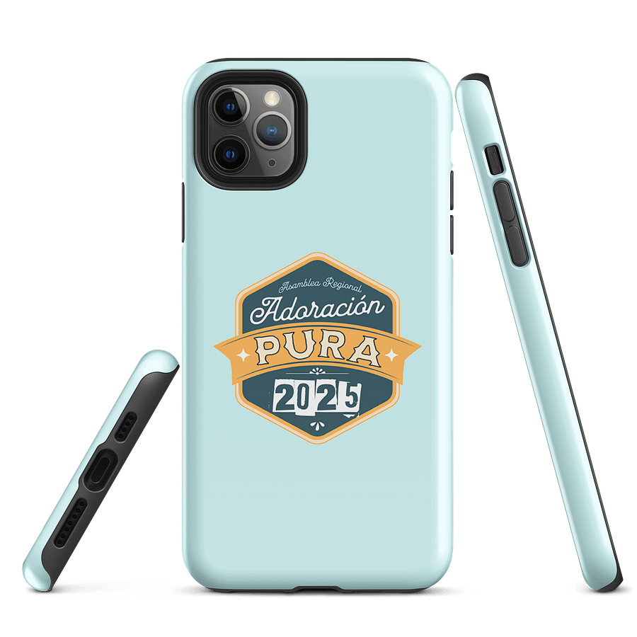 2025 "Adoración Pura" Retro Badge Pastel Blue iPhone® Tough Case product image (1)