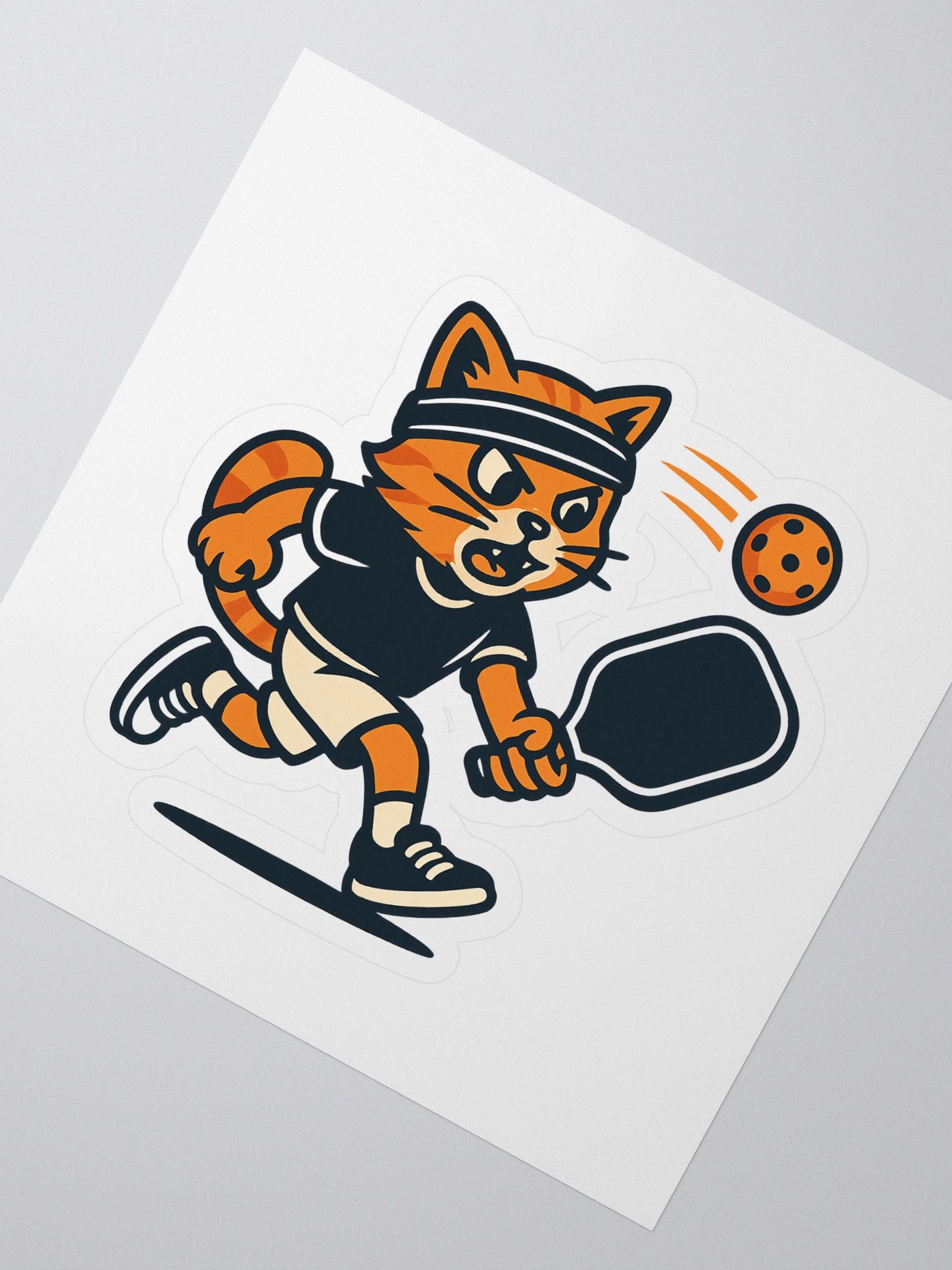 Tiger Cat Pickleball Vinyl Sticker – Retro Sports Design Waterproof Decal for Gear & Accessories product image (2)