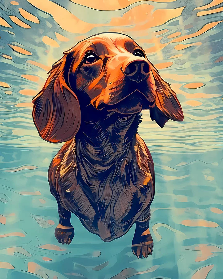 Red Dachshund Swimming Enjoying the Water Matte Poster product image (1)