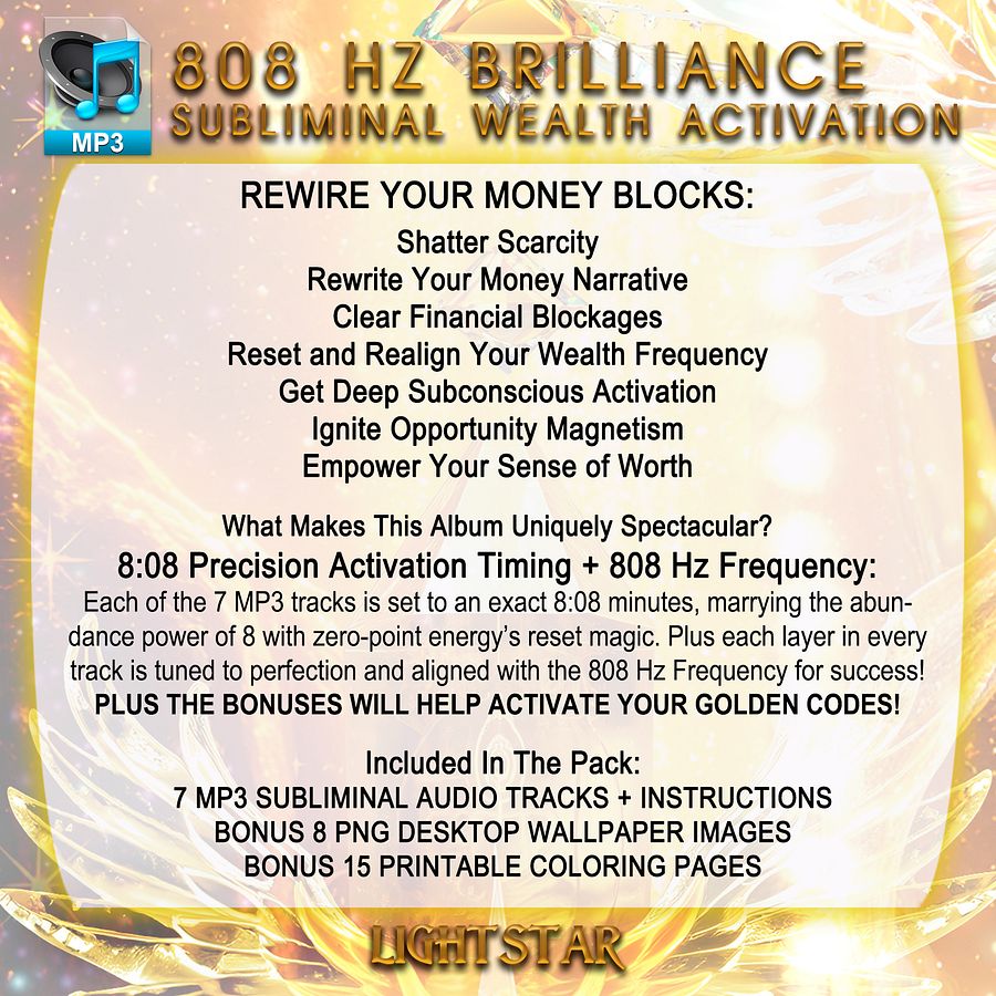 808 Hz BRILLIANCE Subliminal Wealth Activation Bundle product image (3)