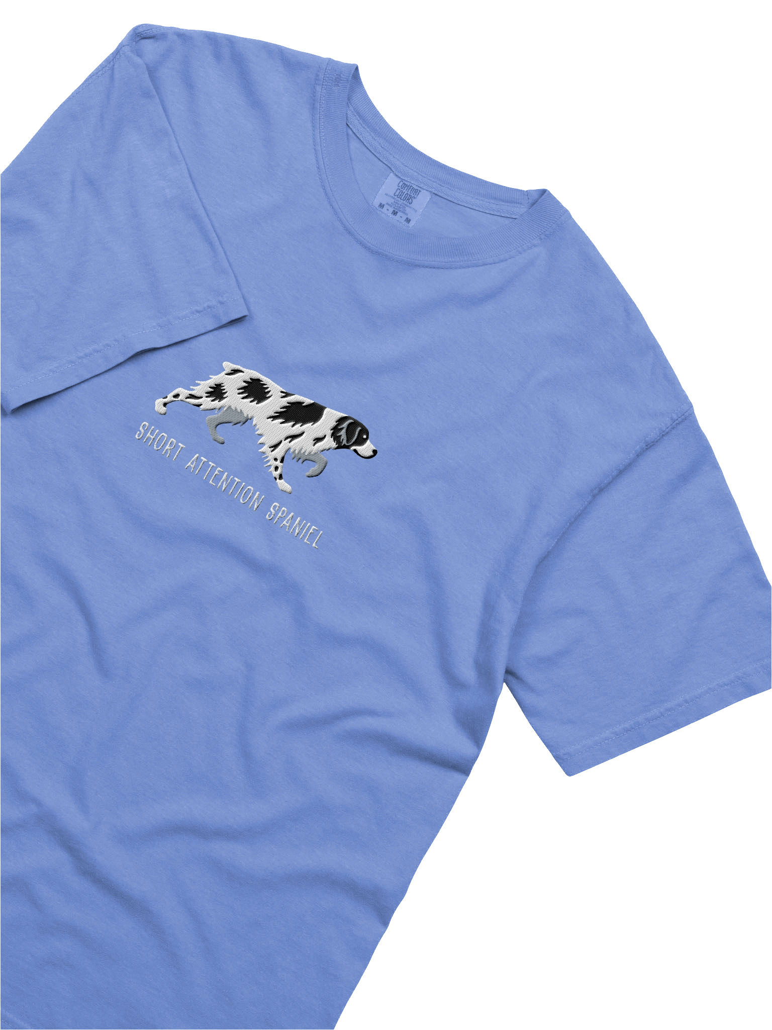 Short Attention Spaniel T-Shirt(Embroidered) of a Brittany Spaniel(Black & White) product image (35)