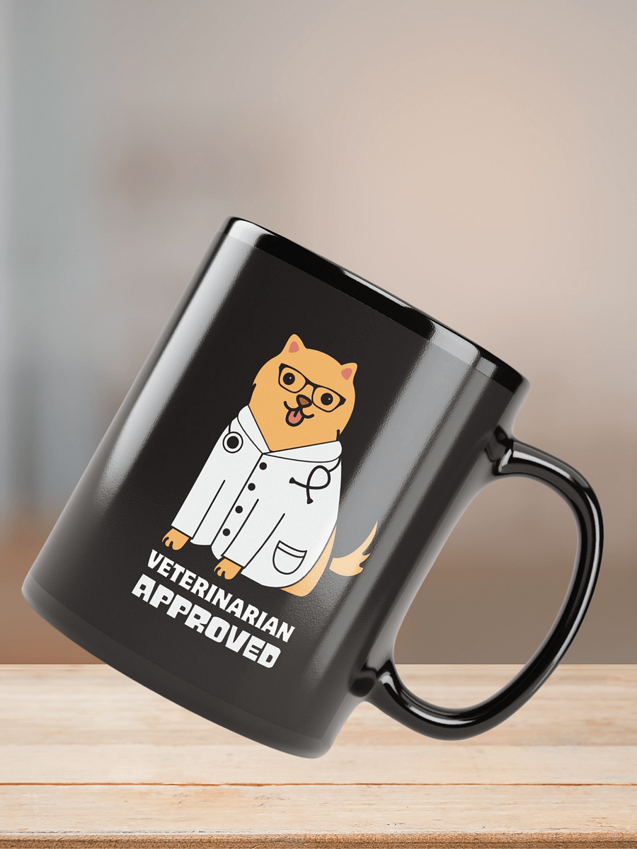 "Veterinarian approbed" black glossy mug product image (8)