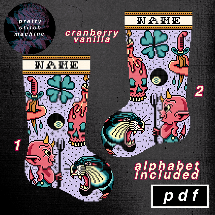Traditional Tattoo Flash First Edition Cranberry Vanilla Christmas Stocking Pattern Set product image (1)