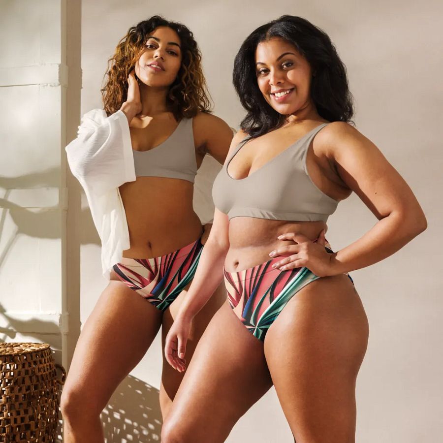 TDS Music Recycled High Waisted Bikini Bottom in Abstract Colors (XS-3XL) product image (3)