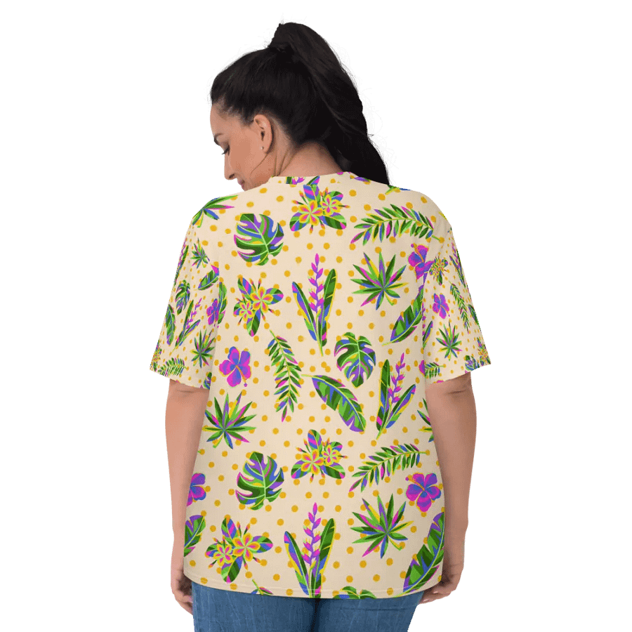 Ladies T shirt all over print tropical design giving a fresh holiday  feel. product image (6)