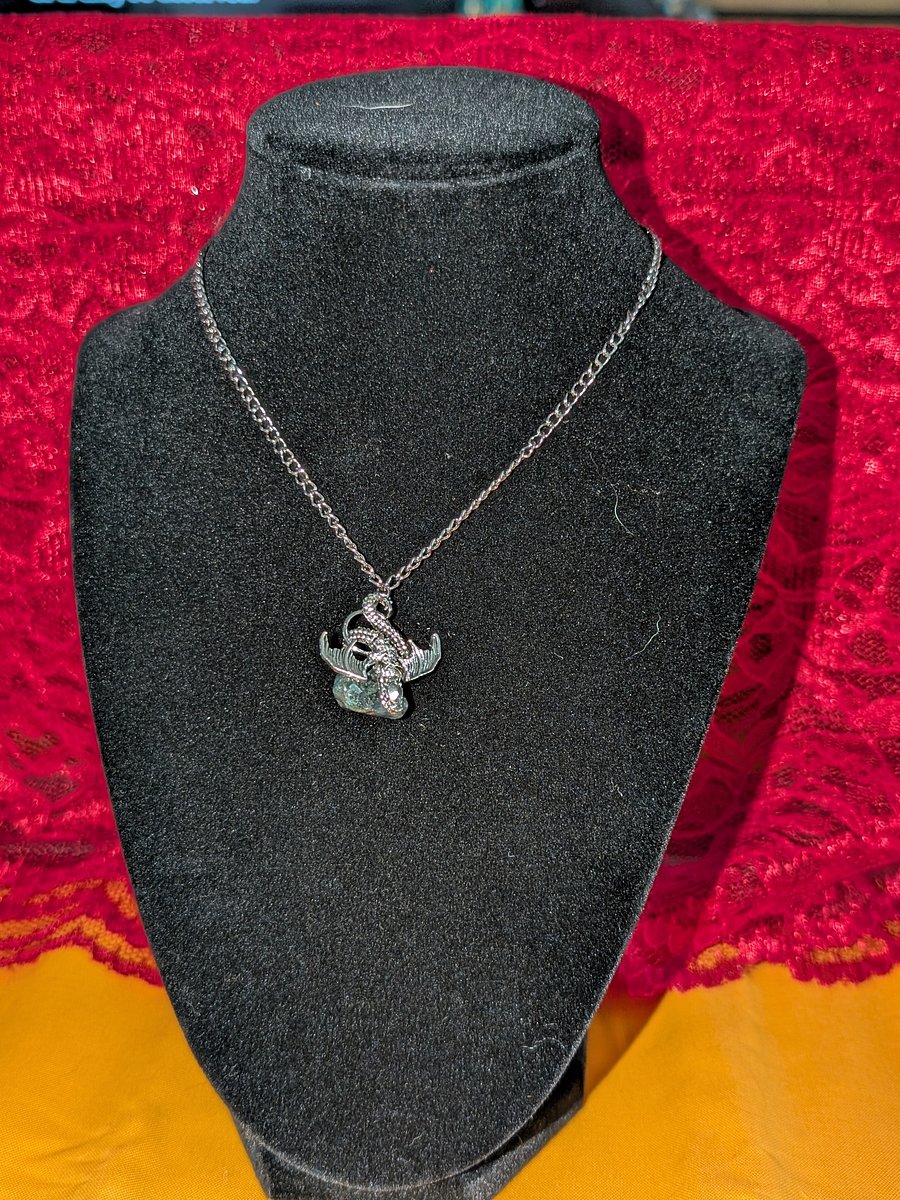Dragon Holding Moss Agate Necklace! product image (2)