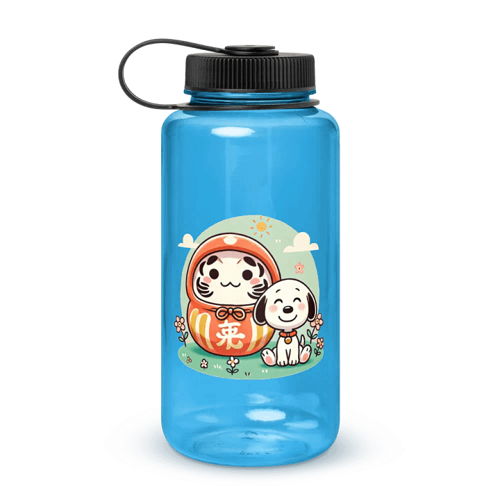 Daruma Doll & Dog Wide Mouth Water Bottle product image (1)