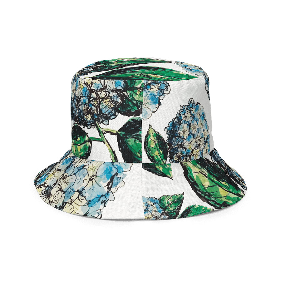 Adults Unisex | Reversible Bucket Hat | Blue Hydrangea Blooms | Coastal Garden Sun Hat | by Monique Faella Designs™ product image (6)