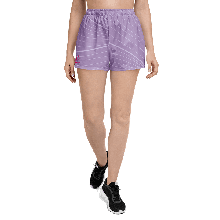 Women's | BRN.2C.C.™ Athletic Shorts | Pink Logo on Purple Lines | Sporty Coastal Style | High-Waisted Fit product image (1)