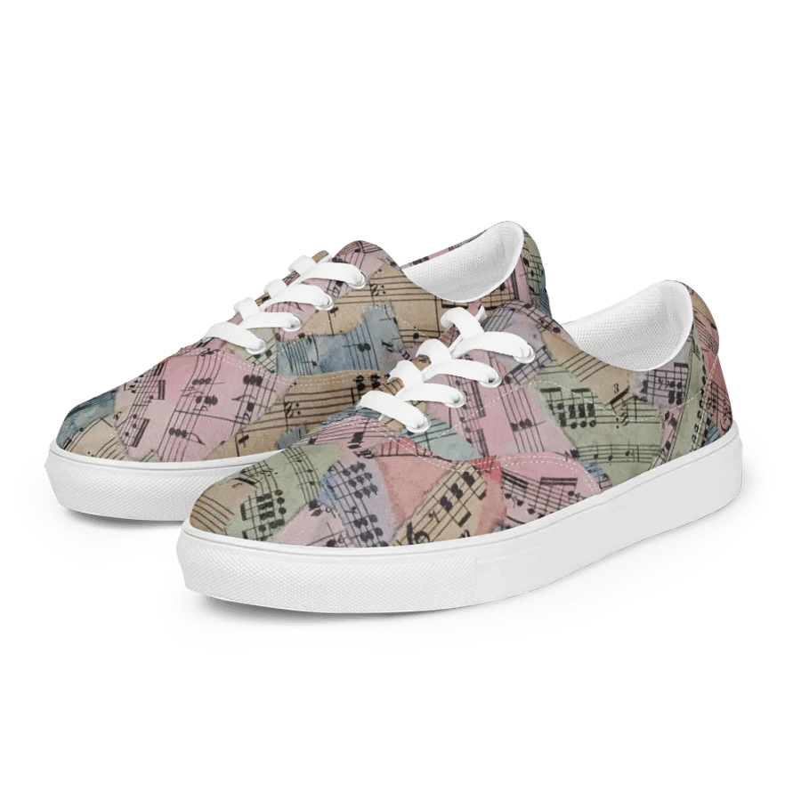 Colorful Sheet Music Collage Women's Lace-Up Canvas Shoes product image (4)