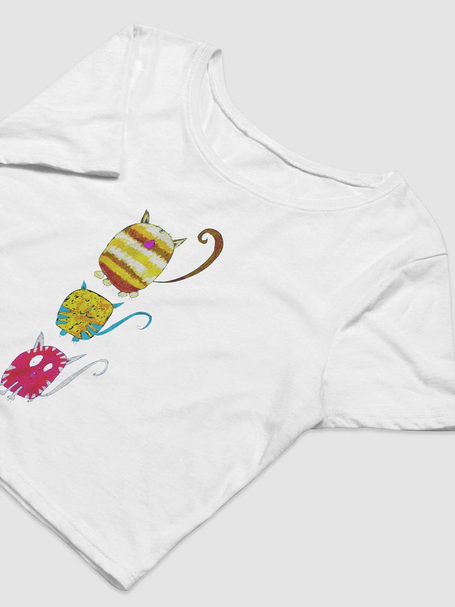 Abstract Vibrant Cats in Three Ladies Cropped Tee product image (8)