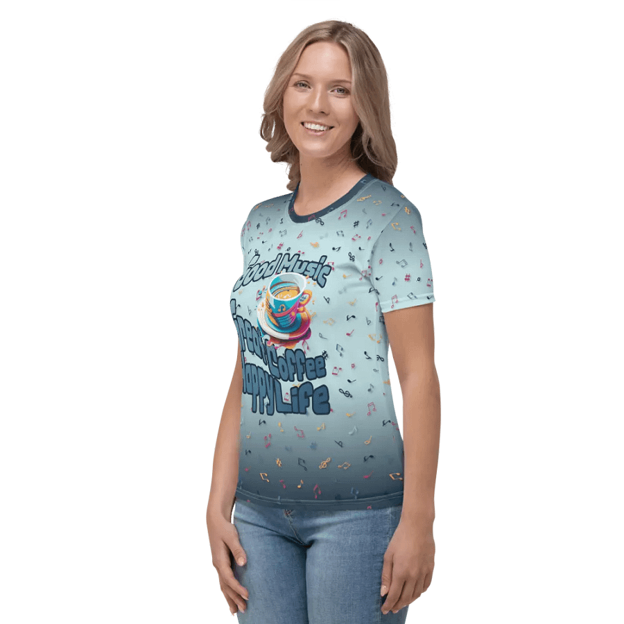Good Music Great Coffee Happy Life All Over Print T-shirt product image (3)