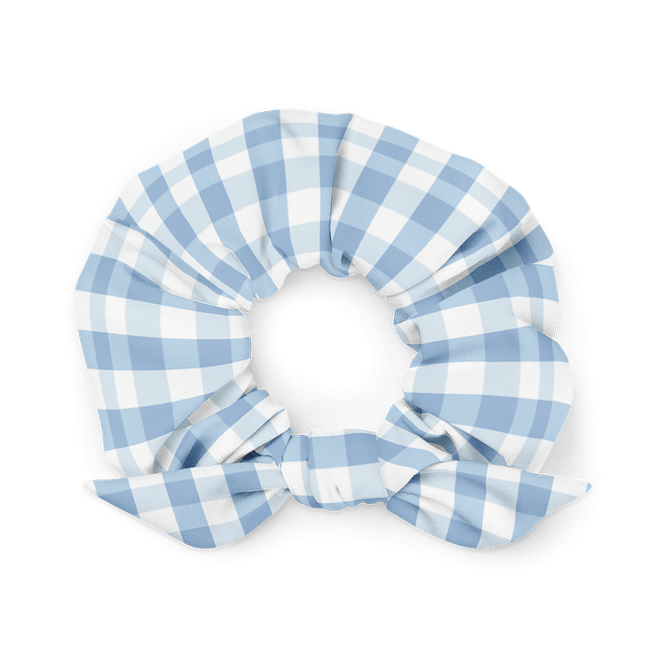 Blue Gingham Scrunchie with Detachable Bow | Eco-Friendly Hair Accessory product image (1)