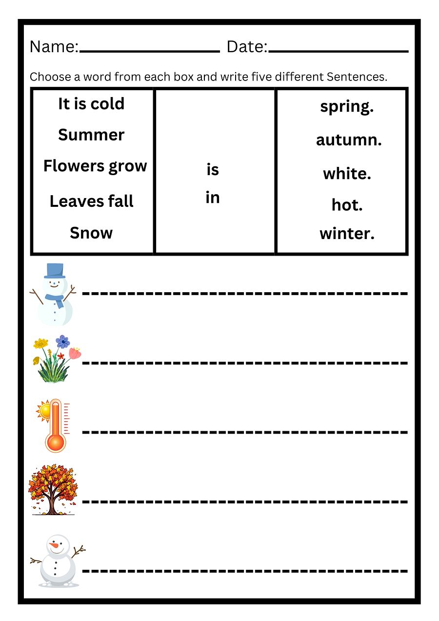 Simple Sentences for Beginners : Seasons Writing and Reading Practice product image (2)