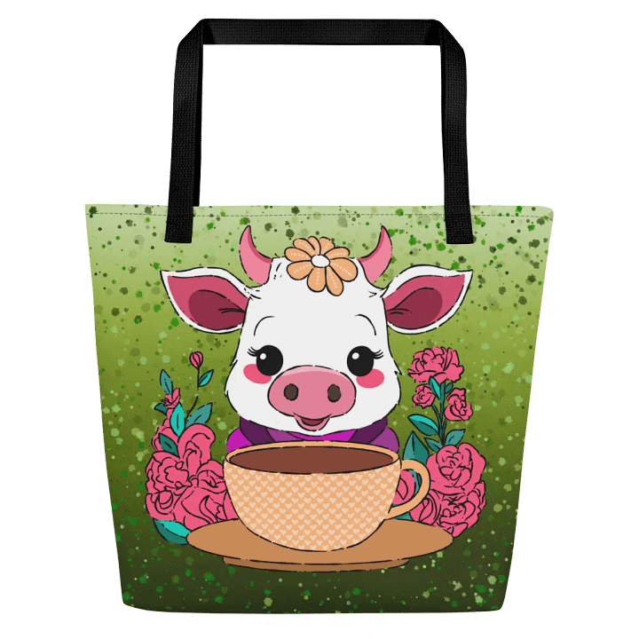 Coffee Break Cow Large Tote Bag with Pocket product image (2)