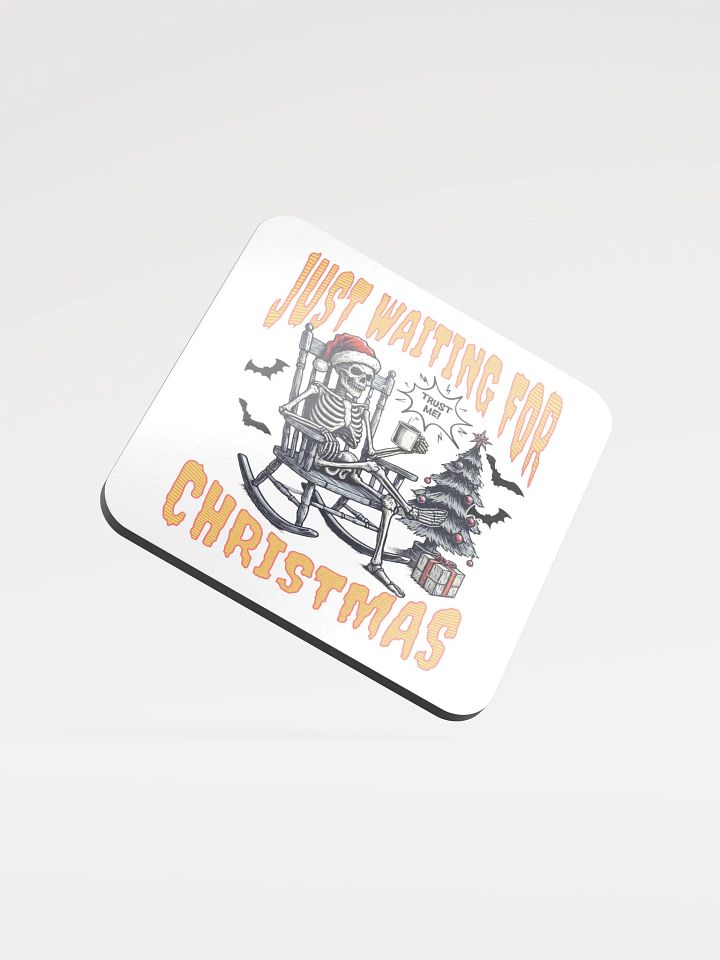 Just Waiting For Christmas Santa Skeleton Cork Coaster product image (1)