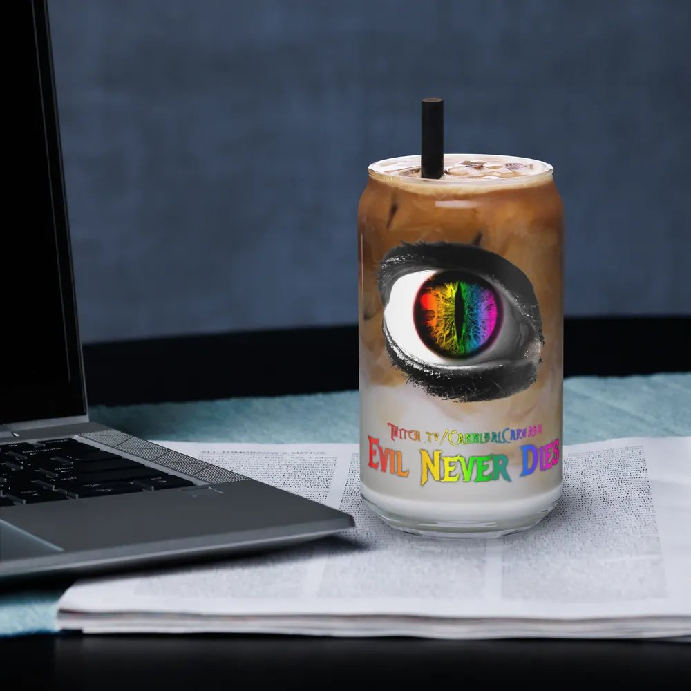 Rainbow Evil Never Dies Logo Glass Cup product image (33)